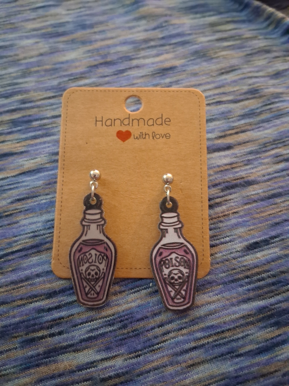 Handmade Purple Poison Bottle Earrings - Charming Gothic Accent